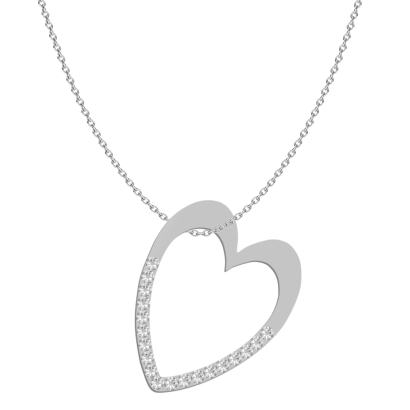 Necklace LARGE HEART  silver rhodium plated or gold-plated