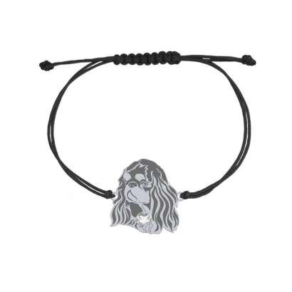 Bransoletka King Charles Spaniel 925 srebro sznurek GRAWER GRATIS - MEJK Jewellery