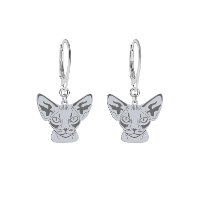 Silver Devon Rex Cat earrings, FREE ENGRAVING - MEJK Jewellery