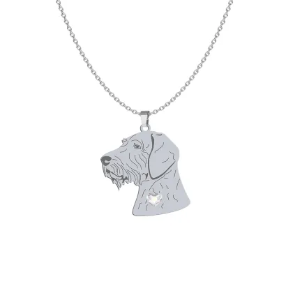 Silver AVizsla Dog engraved necklace with a heart - MEJK Jewellery