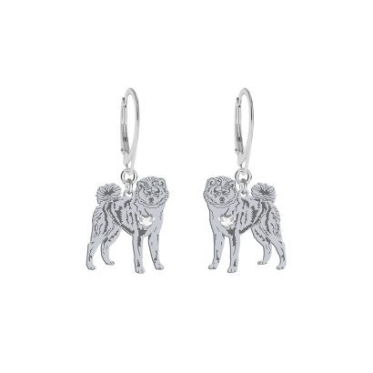 Silver Japanese Akita engraved earrings - MEJK Jewellery
