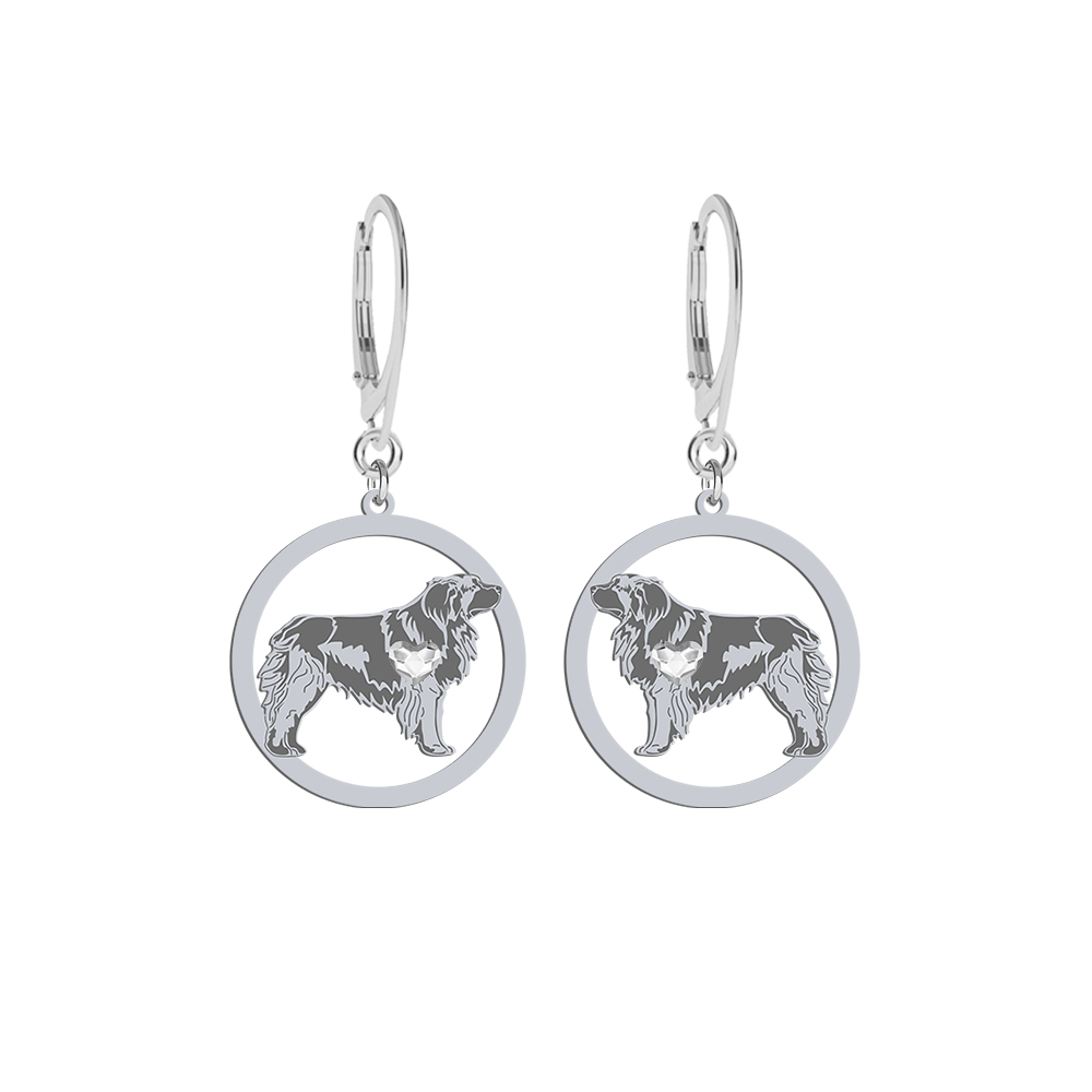 Silver Leonberger earrings with a heart, FREE ENGRAVING - MEJK Jewellery