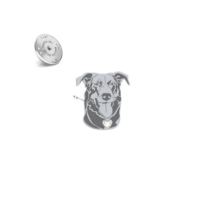 Silver Beauceron pin with a heart - MEJK Jewellery