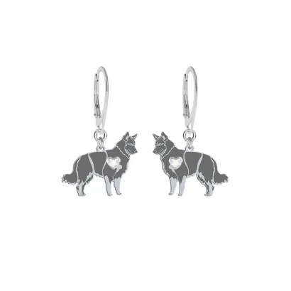 Silver Chodský pes engraved earrings with a heart - MEJK Jewellery
