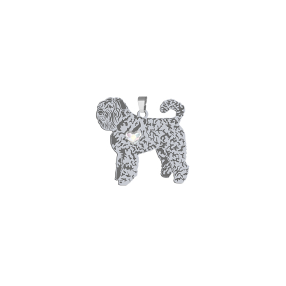 Silver Bouvier des Flandres pendant with a heart, FREE ENGRAVING - MEJK Jewellery