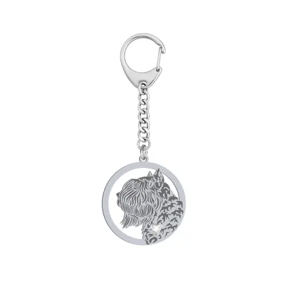 Silver Bouvier des Flandres keyring, FREE ENGRAVING - MEJK Jewellery