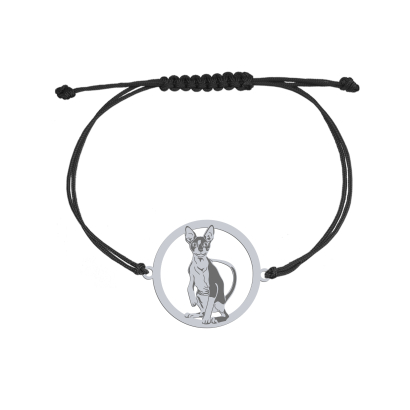 Bransoletka z Kotem Cornish Rex srebro sznurek GRAWER GRATIS - MEJK Jewellery
