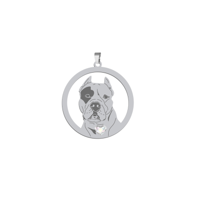 Silver Dogo Argentino pendant with a heart, FREE ENGRAVING - MEJK Jewellery