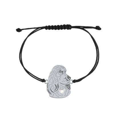 Silver English Cocker Spaniel engraved string bracelet, FREE ENGRAVING - MEJK Jewellery