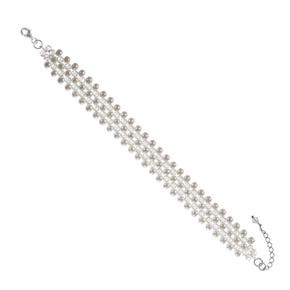 Bransoletka perły szklane srebro  biżuteria ślubna