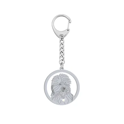 Silver Bobtail keyring with a heart, FREE ENGRAVING - MEJK Jewellery