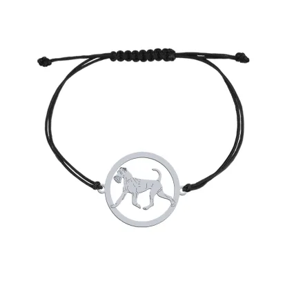 Bransoletka z grawerem psem Irish Terrier srebro sznurek - MEJK Jewellery