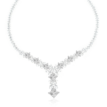 Halskette mit  Kristallen, Sterlingsilber + gestempelt, NR 698