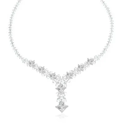 Halskette mit  Kristallen, Sterlingsilber + gestempelt, NR 698