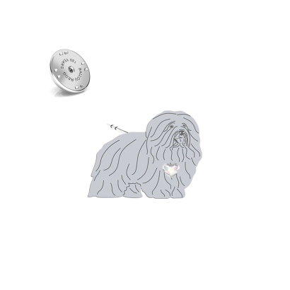 Wpinka z psem sercem Coton de Tulear srebro - MEJK Jewellery