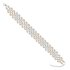 Ślubna bransoletka cyrkonia perły srebro 925
