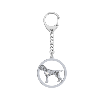 Silver German Wirehaired Pointer engraved keyring - MEJK Jewellery