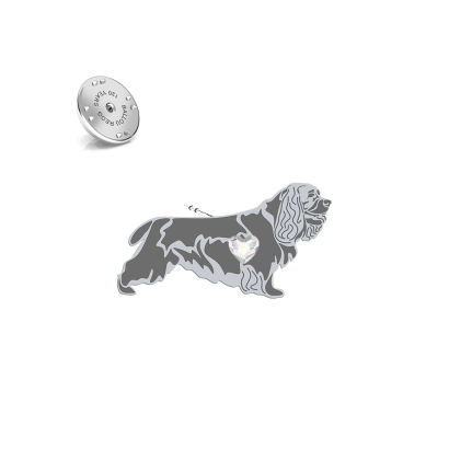 Wpinka z sercem psem Sussex Spaniel srebro - MEJK Jewellery