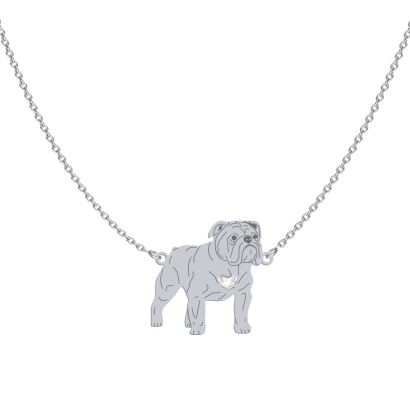 Naszyjnik z psem Bulldog Angielski srebro GRAWER GRATIS - MEJK Jewellery