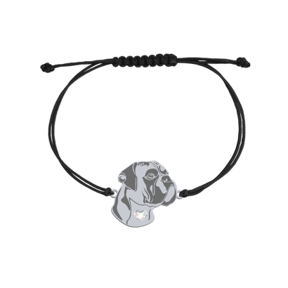 Silver German Boxer engraved string bracelet - MEJK Jewellery
