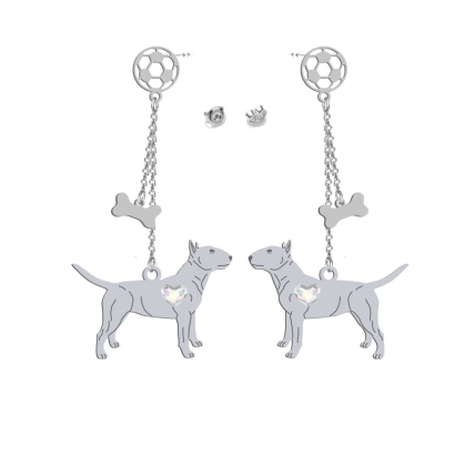 Kolczyki z psem sercem Bulterier Miniaturowy srebro GRAWER GRATIS - MEJK Jewellery