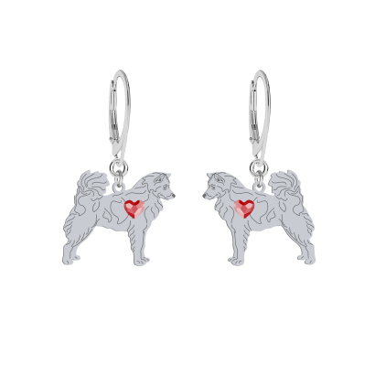 Kolczyki z sercem psem Thai Bangkaew Dog srebro GRAWER GRATIS - MEJK Jewellery