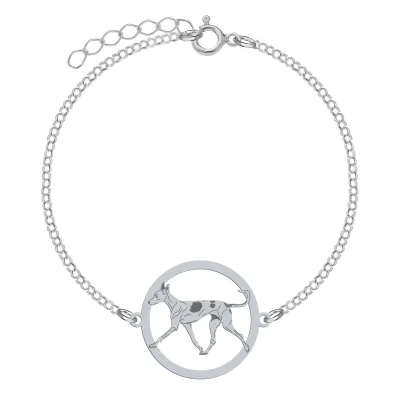 Silver  Ibizan Hound engraved bracelet - MEJK Jewellery