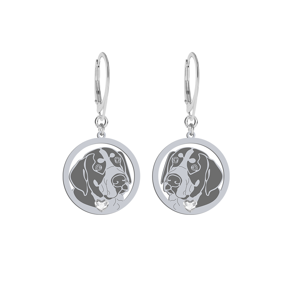 Silver Greater Swiss Mountain Dog earrings with a heart, FREE ENGRAVING - MEJK Jewellery