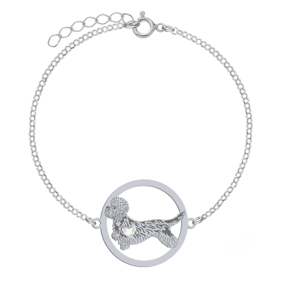 Silver Dandie Dinmont Terrier bracelet with a heart, FREE ENGRAVING - MEJK Jewellery