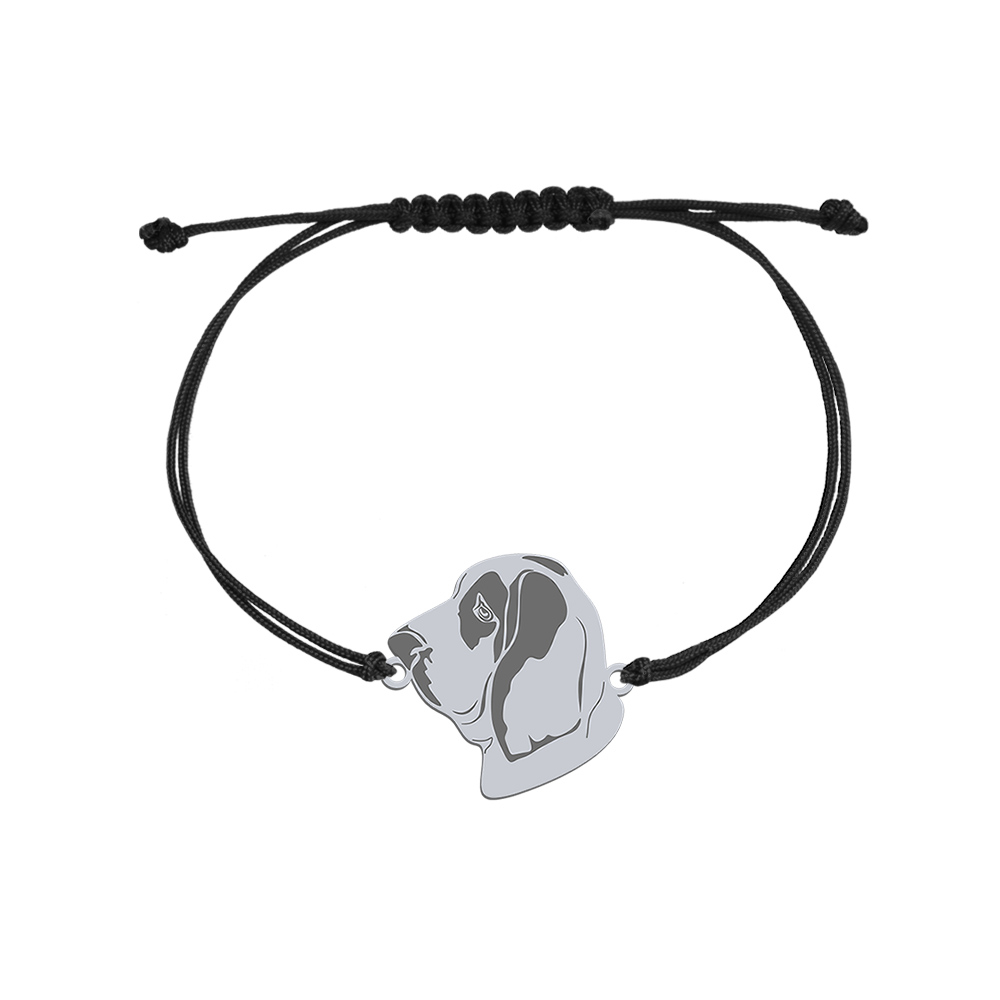 Silver Basset engraved string bracelet - MEJK Jewellery