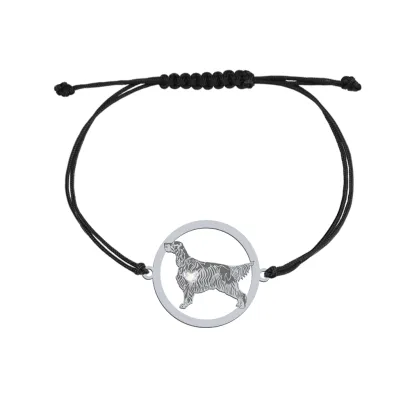 Silver Gordon Setter string bracelet with a heart, FREE ENGRAVING - MEJK Jewellery