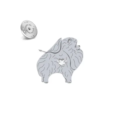 Wpinka z psem Szpic Miniaturowy Pomeranian srebro - MEJK Jewellery