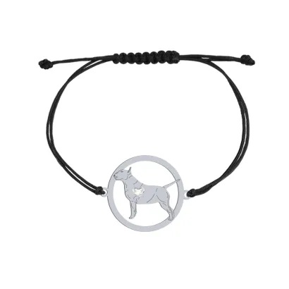 Silver Bull Terrier string bracelet, FREE ENGRAVING - MEJK Jewellery