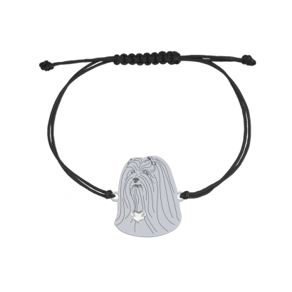 Bransoletka z psem Lhasa Apso srebro sznurek GRAWER GRATIS - MEJK Jewellery