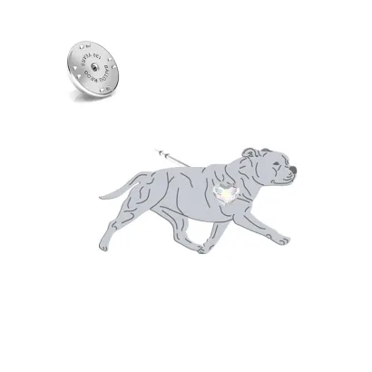 Silver Staffordshire Bull Terrier pin - MEJK Jewellery