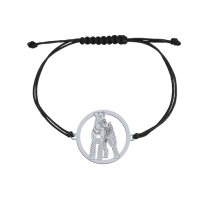 Bransoletka Airedale Terrier srebro 925 sznurek GRAWER GRATIS - MEJK Jewellery