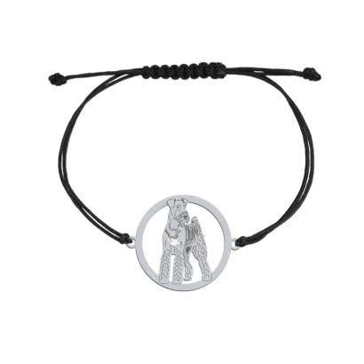 Bransoletka sznurkowa z psem Airedale Terrier srebro 925 Grawer Gratis - MEJK Jewellery