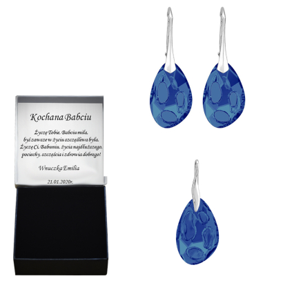  earrings pendant  crystals - silver rhodium plated
