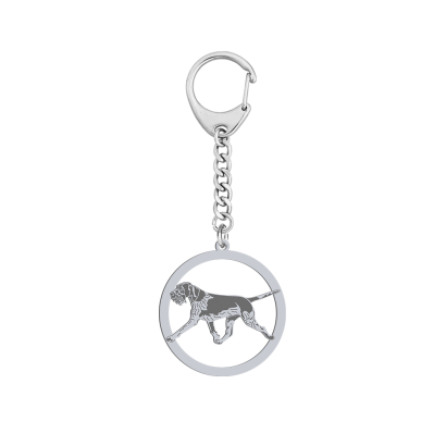 Silver German Wirehaired Pointer engraved keyring - MEJK Jewellery
