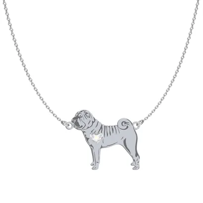 Silver Shar Pei necklace, FREE ENGRAVING - MEJK Jewellery