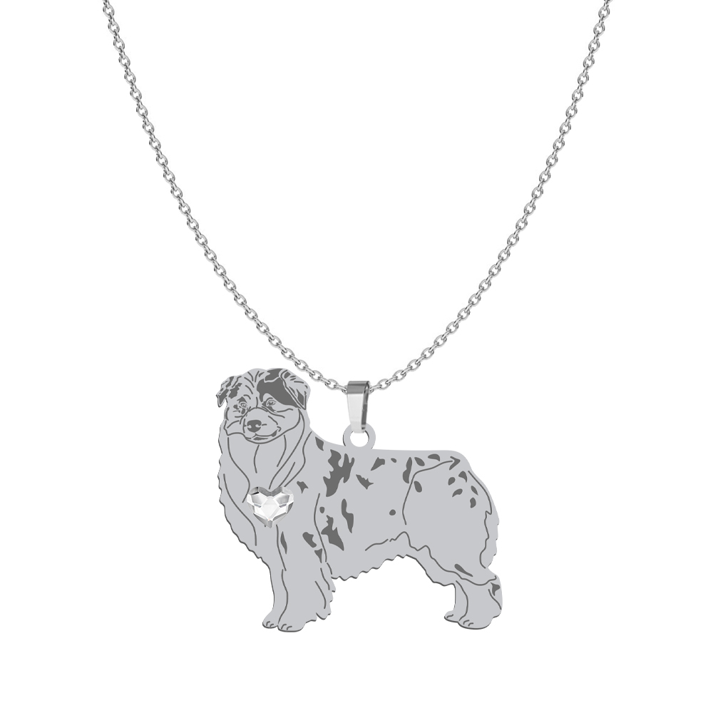 Silver Australian Shepherd necklace, FREE ENGRAVING - MEJK Jewellery