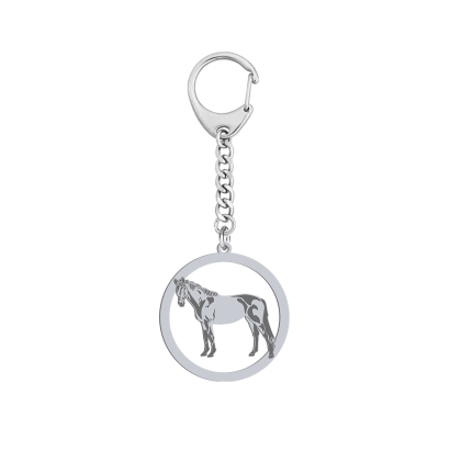 Silver Trakehner Horse keyring with, FREE ENGRAVING - MEJK Jewellery