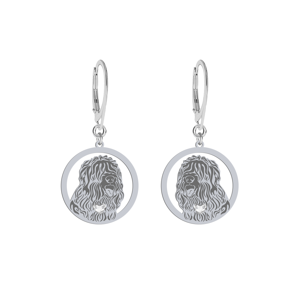 Silver Black Russian Terrier earrings, FREE ENGRAVING - MEJK Jewellery