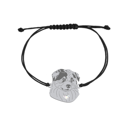Silver Australian Shepherd string bracelet, FREE ENGRAVING - MEJK Jewellery