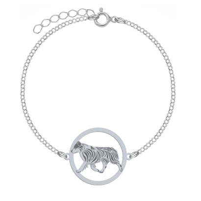 Silver Mini Aussie Shepherd engraved bracelet - MEJK Jewellery