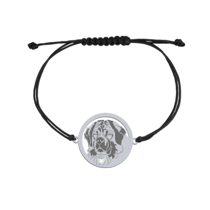 Bransoletka z psem Moskiewski Pies Stróżujący srebro sznurek GRAWER GRATIS - MEJK Jewellery
