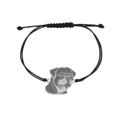 Bransoletka z psem Rottweiler srebro sznurek GRAWER GRATIS - MEJK Jewellery