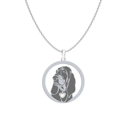 Silver Petit Bleu de Gascogne necklace with a heart, FREE ENGRAVING - MEJK Jewellery