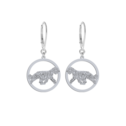 Silver Briard engraved earrings - MEJK Jewellery