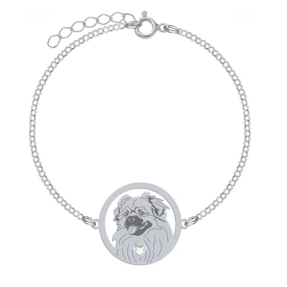 Silver Tibetan Spaniel engraved bracelet - MEJK Jewellery